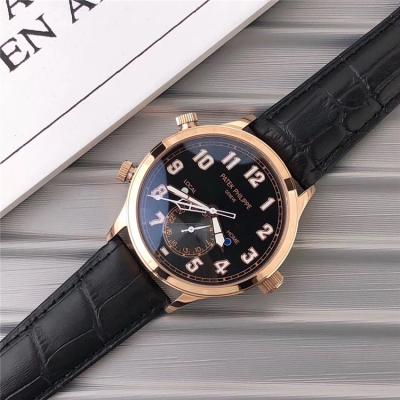 Replica Grand Complications A21j Automatic Movement Mens Watch Black Dial Leather Strap A E04