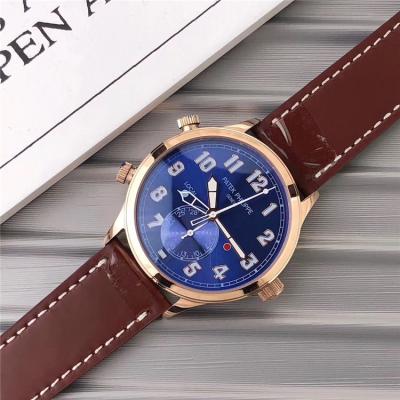 Replica Grand Complications A21j Automatic Movement Mens Watch Black Dial Leather Strap A E04