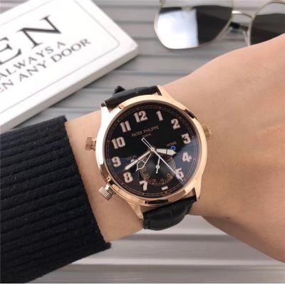 Replica Grand Complications A21j Automatic Movement Mens Watch Black Dial Leather Strap A E04