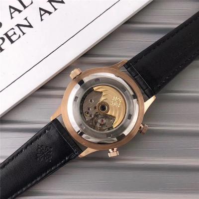 Replica Grand Complications A21j Automatic Movement Mens Watch Black Dial Leather Strap A E04