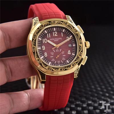 Replica Aquanau Japan VK Quartz Chronograph Movement Mens Watch Red Dial Rubber Strap B E08