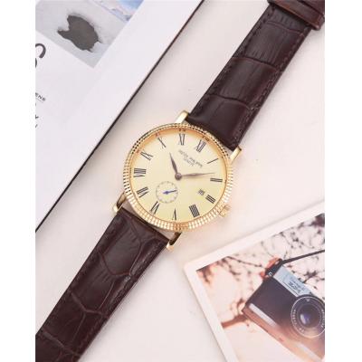 Replica Calatrava A21j Automatic Movement Mens Watch White Dial Leather Strap A E11