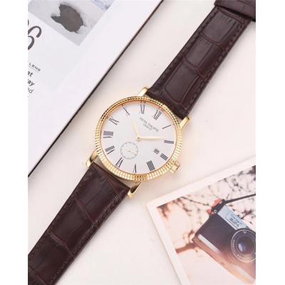 Replica Calatrava A21j Automatic Movement Mens Watch White Dial Leather Strap A E11