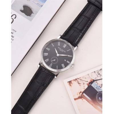 Replica Calatrava A21j Automatic Movement Mens Watch Black Dial Leather Strap B E11