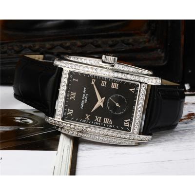 Replica Gondolo A21j Automatic Movement Mens Watch Black Dial Diamonds Case Leather Strap E12