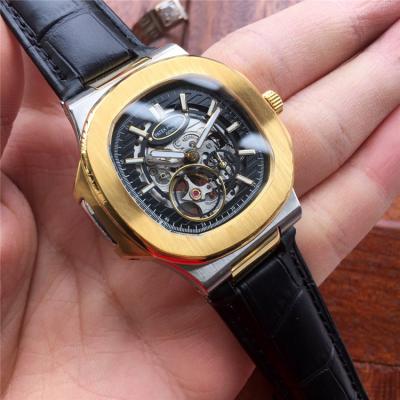 Replica Nautilus Japan Miyota 8215 Automatic Movement Mens Watch Skeleton Dial Leather Strap C E14