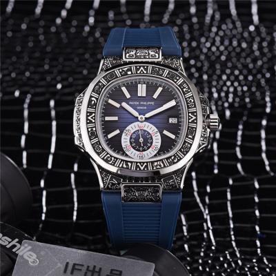 Replica Nautilus A21j Automatic Movement Mens Watch Blue Dial Rubber Strap E17