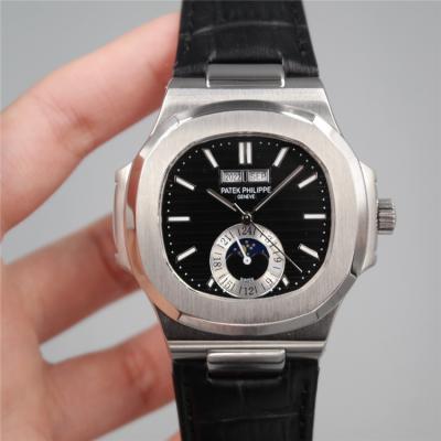 Replica Nautilus A21j Automatic Movement Mens Watch Black Dial Leather Strap G E18