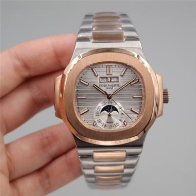 Replica Nautilus A21j Automatic Movement Mens Watch Silver Dial Two Tone Rose Gold I E18