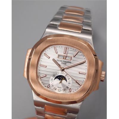 Replica Nautilus A21j Automatic Movement Mens Watch Silver Dial Two Tone Rose Gold I E18