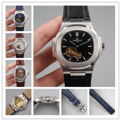 Replica Nautilus A21j Automatic Movement Mens Watch Black Dial Leather Strap F E20