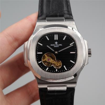 Replica Nautilus A21j Automatic Movement Mens Watch Black Dial Leather Strap F E20