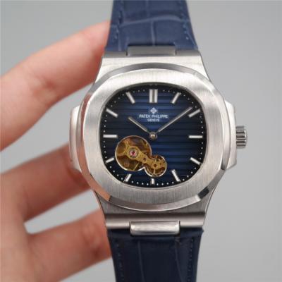 Replica Nautilus A21j Automatic Movement Mens Watch Black Dial Leather Strap F E20