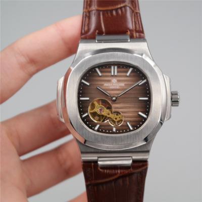 Replica Nautilus A21j Automatic Movement Mens Watch Black Dial Leather Strap F E20