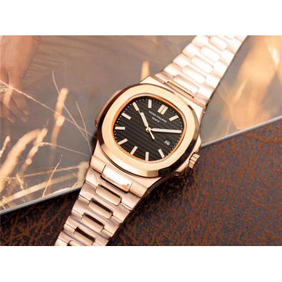 Replica Nautilus A21j Automatic Movement Mens Watch Black Dial Rose Gold A E25