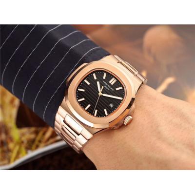 Replica Nautilus A21j Automatic Movement Mens Watch Black Dial Rose Gold A E25