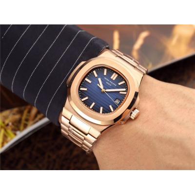 Replica Nautilus A21j Automatic Movement Mens Watch Black Dial Rose Gold A E25