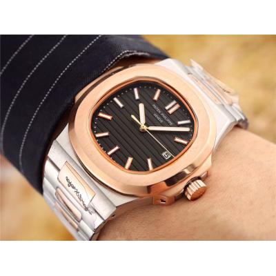 Replica Nautilus A21j Automatic Movement Mens Watch Black Dial Rose Gold A E25