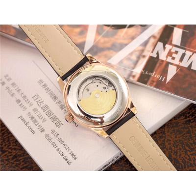 Replica Calatrava Japan Miyota 8215 Automatic Movement Mens Watch White Dial Leather Strap E26