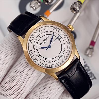 Replica Calatrava A21j Automatic Movement Mens Watch White Dial Leather Strap E27