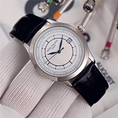 Replica Calatrava A21j Automatic Movement Mens Watch White Dial Leather Strap E27