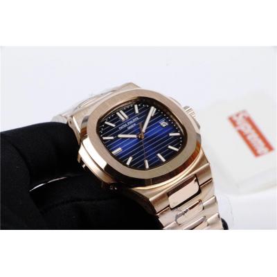 Replica Nautilus A21j Automatic Movement Mens Watch Blue Dial Two Tone Rose Gold A E29