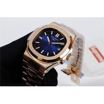 Replica Nautilus A21j Automatic Movement Mens Watch Blue Dial Two Tone Rose Gold A E29