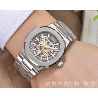 Replica Nautilus A4813 Automatic Movement Mens Watch Skeleton Dial Diamonds Case Stainless Steel E31