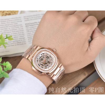 Replica Nautilus A4813 Automatic Movement Mens Watch Skeleton Dial Diamonds Case Stainless Steel E31