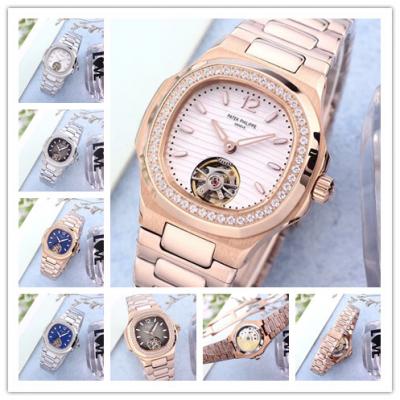 Replica Nautilus A21j Automatic Movement Womens Watch White Tourbillon Dial Diamonds Case Rose Gold A E34