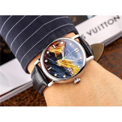 Replica Calatrava Japan Miyota 8215 Automatic Movement Mens Watch Painting Dial Leather Strap E36