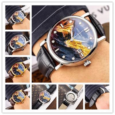 Replica Calatrava Japan Miyota 8215 Automatic Movement Mens Watch Painting Dial Leather Strap E36