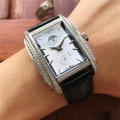 Replica Gondolo A21j Automatic Movement Mens/Womens Watch Black Dial Diamonds Case Leather Strap A E46