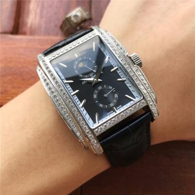 Replica Gondolo A21j Automatic Movement Mens/Womens Watch Black Dial Diamonds Case Leather Strap A E46