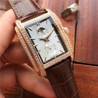 Replica Gondolo A21j Automatic Movement Mens/Womens Watch White Dial Diamonds Case Leather Strap C E46