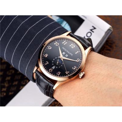 Replica Grand Complications A21j Automatic Movement Mens Watch Black Dial Leather Strap D E51