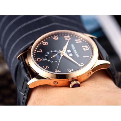 Replica Grand Complications A21j Automatic Movement Mens Watch Black Dial Leather Strap D E51