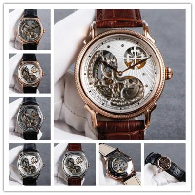 Replica Calatrava A21j Automatic Movement Mens Watch Skeleton Dial Leather Strap A E52