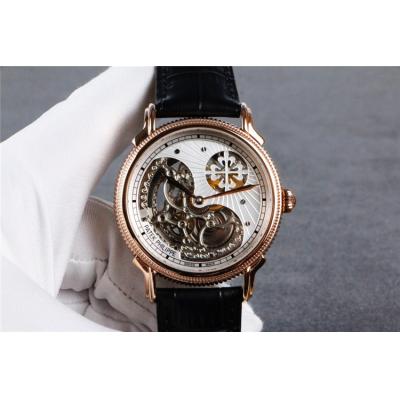 Replica Calatrava A21j Automatic Movement Mens Watch Skeleton Dial Leather Strap A E52