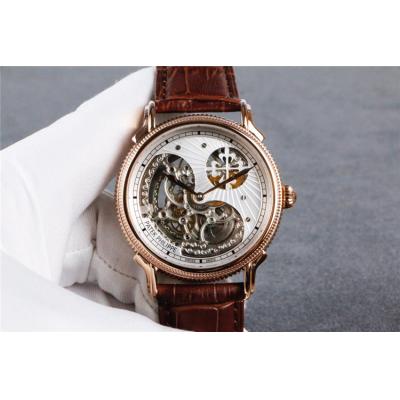 Replica Calatrava A21j Automatic Movement Mens Watch Skeleton Dial Leather Strap A E52