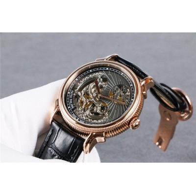 Replica Calatrava A21j Automatic Movement Mens Watch Skeleton Dial Leather Strap A E52