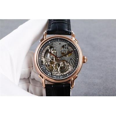 Replica Calatrava A21j Automatic Movement Mens Watch Skeleton Dial Leather Strap A E52