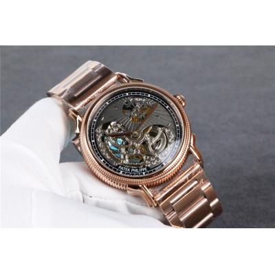 Replica Calatrava A21j Automatic Movement Mens Watch Skeleton Dial Rose Gold B E52