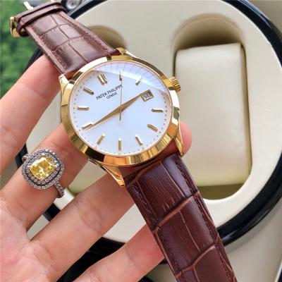 Replica Calatrava A4813 Automatic Movement Mens Watch White Dial Leather Strap E56