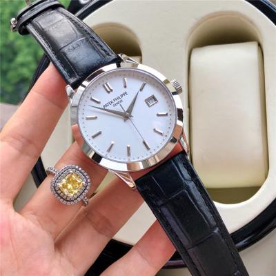 Replica Calatrava A4813 Automatic Movement Mens Watch White Dial Leather Strap E56