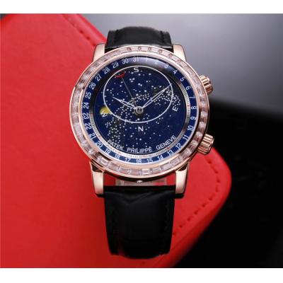 Replica Grand Complications Japan Miyota 8217 Automatic Mens Watch Starry Sky Dial Diamonds Case Leather Strap E60