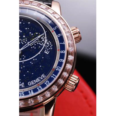 Replica Grand Complications Japan Miyota 8217 Automatic Mens Watch Starry Sky Dial Diamonds Case Leather Strap E60