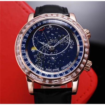 Replica Grand Complications Japan Miyota 8217 Automatic Mens Watch Starry Sky Dial Diamonds Case Leather Strap E60