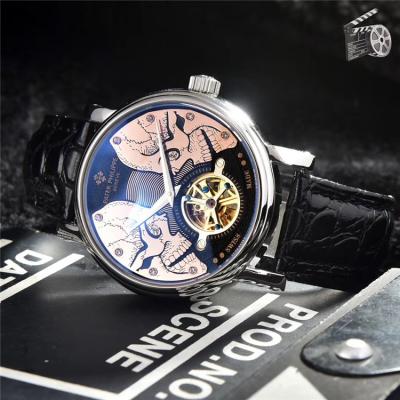 Replica Calatrava A21j Automatic Movement Mens Watch Skeleton Dial Leather Strap E62