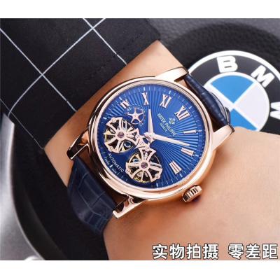 Replica Grand Complications A21j Automatic Movement Mens Watch White Double tourbillon Dial Leather Strap A E63